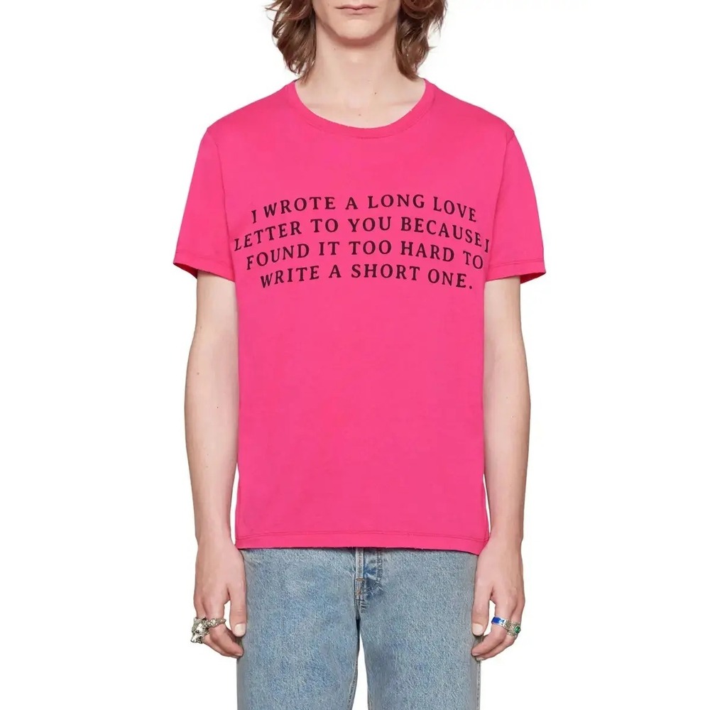 Gucci Men's 2018‎ Guccy Hot Pink Cotton Love letter T-Shirt - Size S